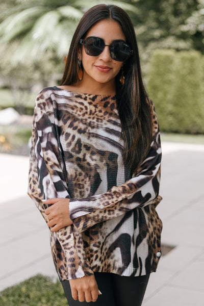 Multi Animal Zebra Italian Sweater