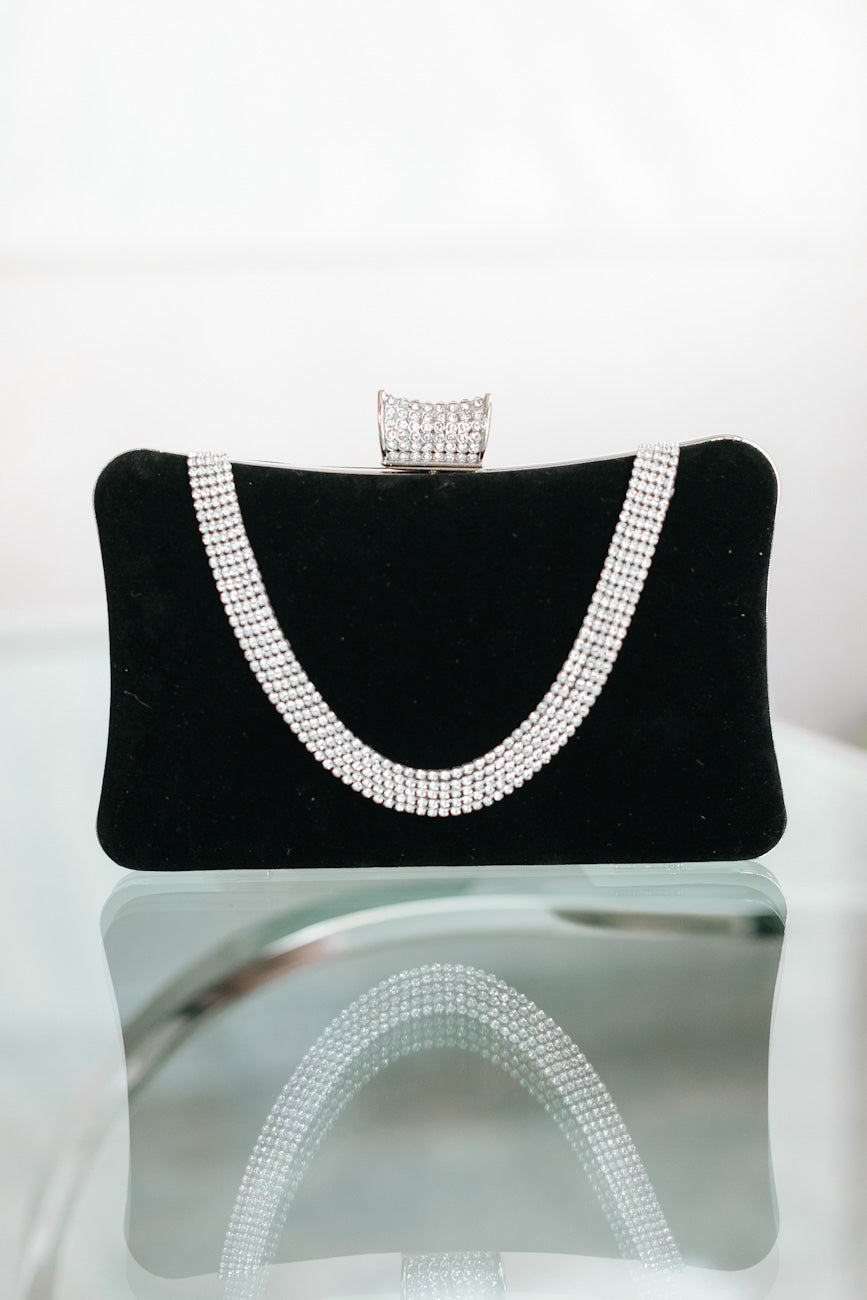 Women Fashion Sparkling Rhinestone Evening Bag Metal Bracelet