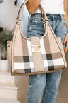 Large Plaid Tote with Double Strap Purse