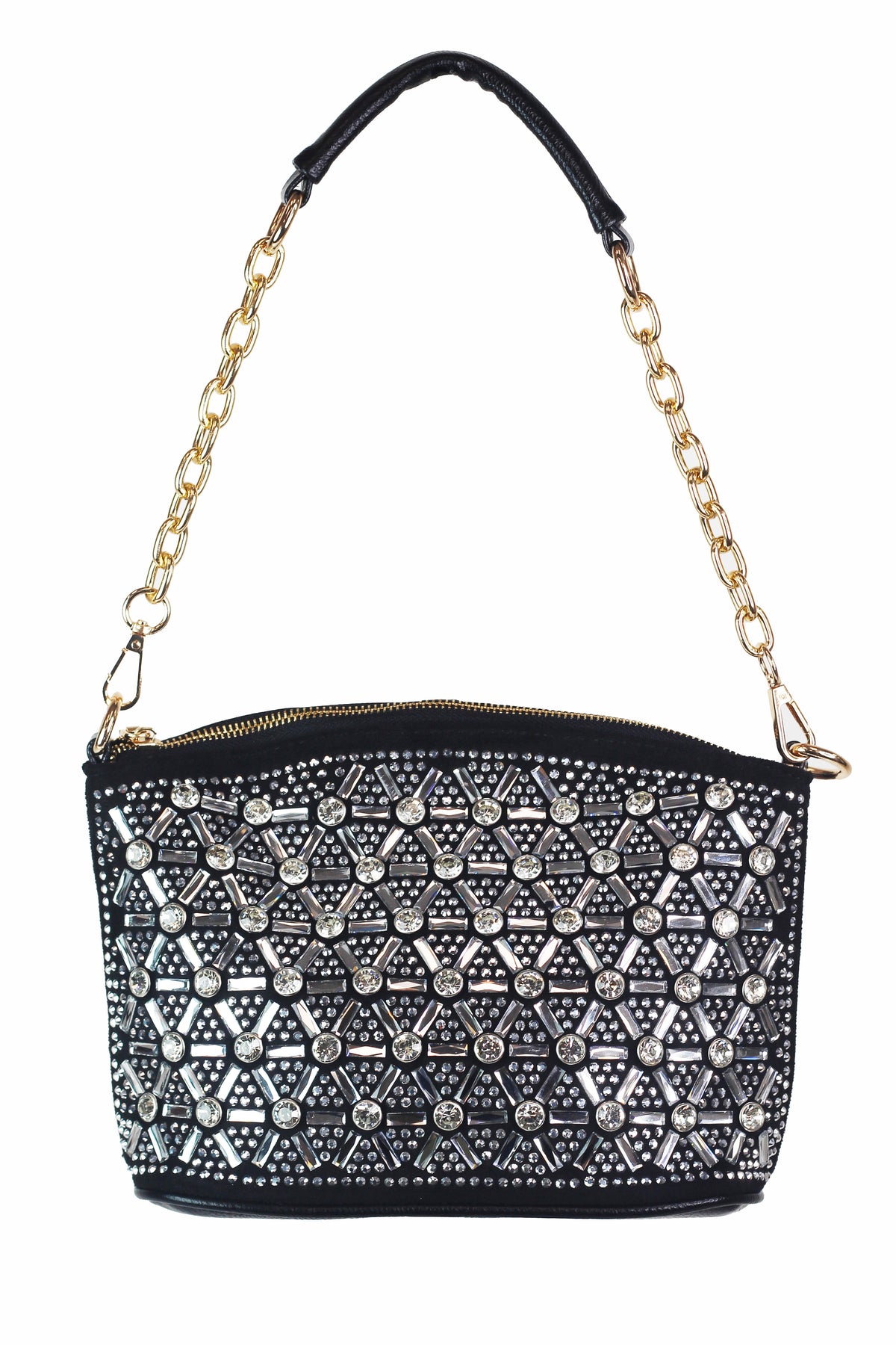 Hexagon Baguettes & Rhinestone Front Purse