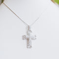 Open Rounded Ends All Rhinestone Cross Necklace