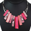 Rhinestone & Epoxy Rectangle Bars Statement Necklace