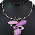 Hammered Metal & Stones Bib Necklace