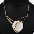Metal Open Loops & Round Stone Necklace