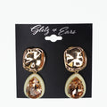 Square & Trimmed Teardrop Stone Earrings