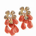 Gold Flower w/ Pearl Center & Dangling Petals Earrings