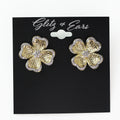 4 Leaf Clover Stud Earrings w/ Pave Trim