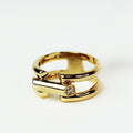 Two Row Ring w/ Center Bar w/ Pave Ends