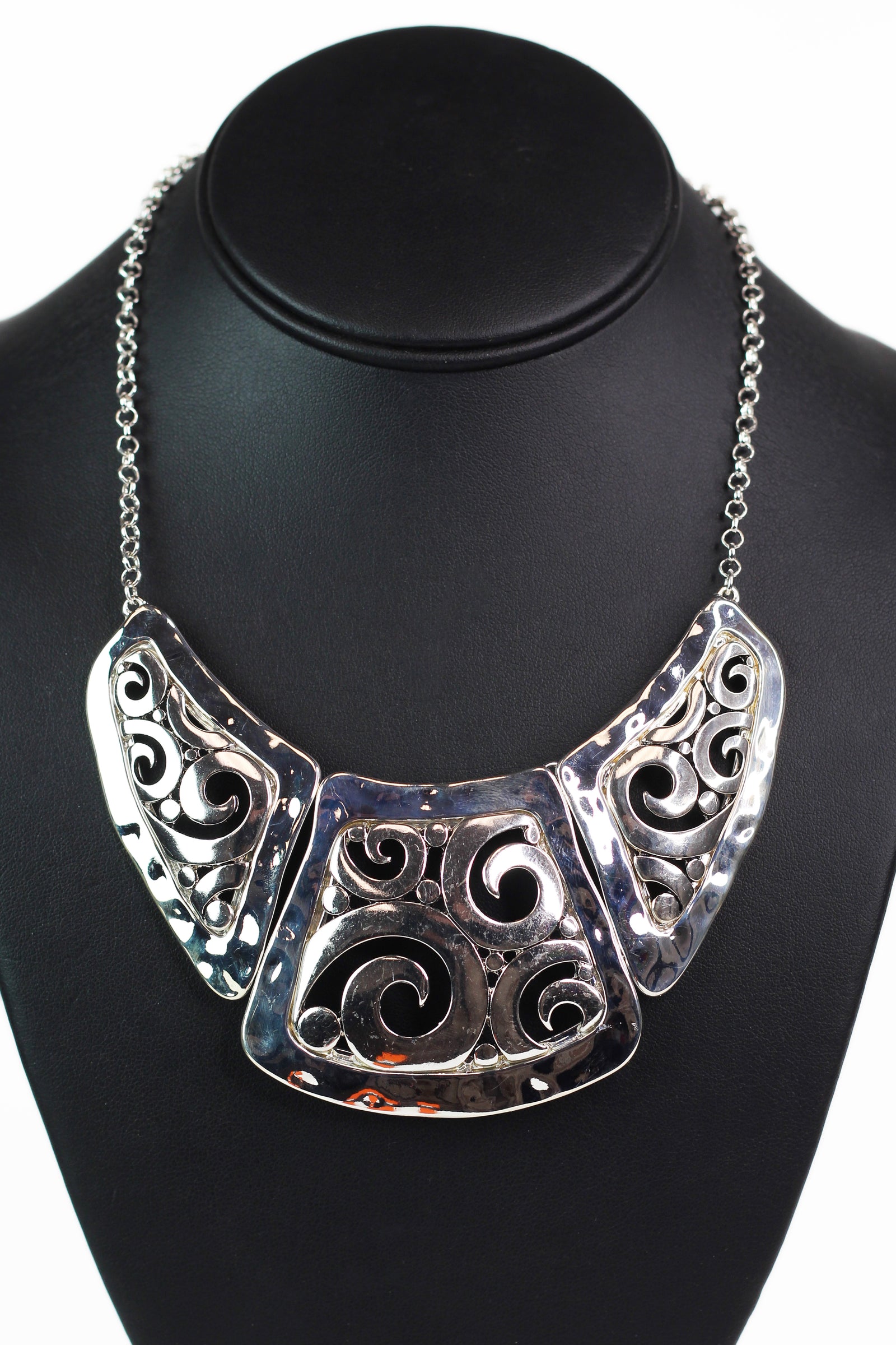 3 Part Metal Filigree Statement Necklace
