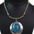 Circle Motif With Glitter Swirl Necklace
