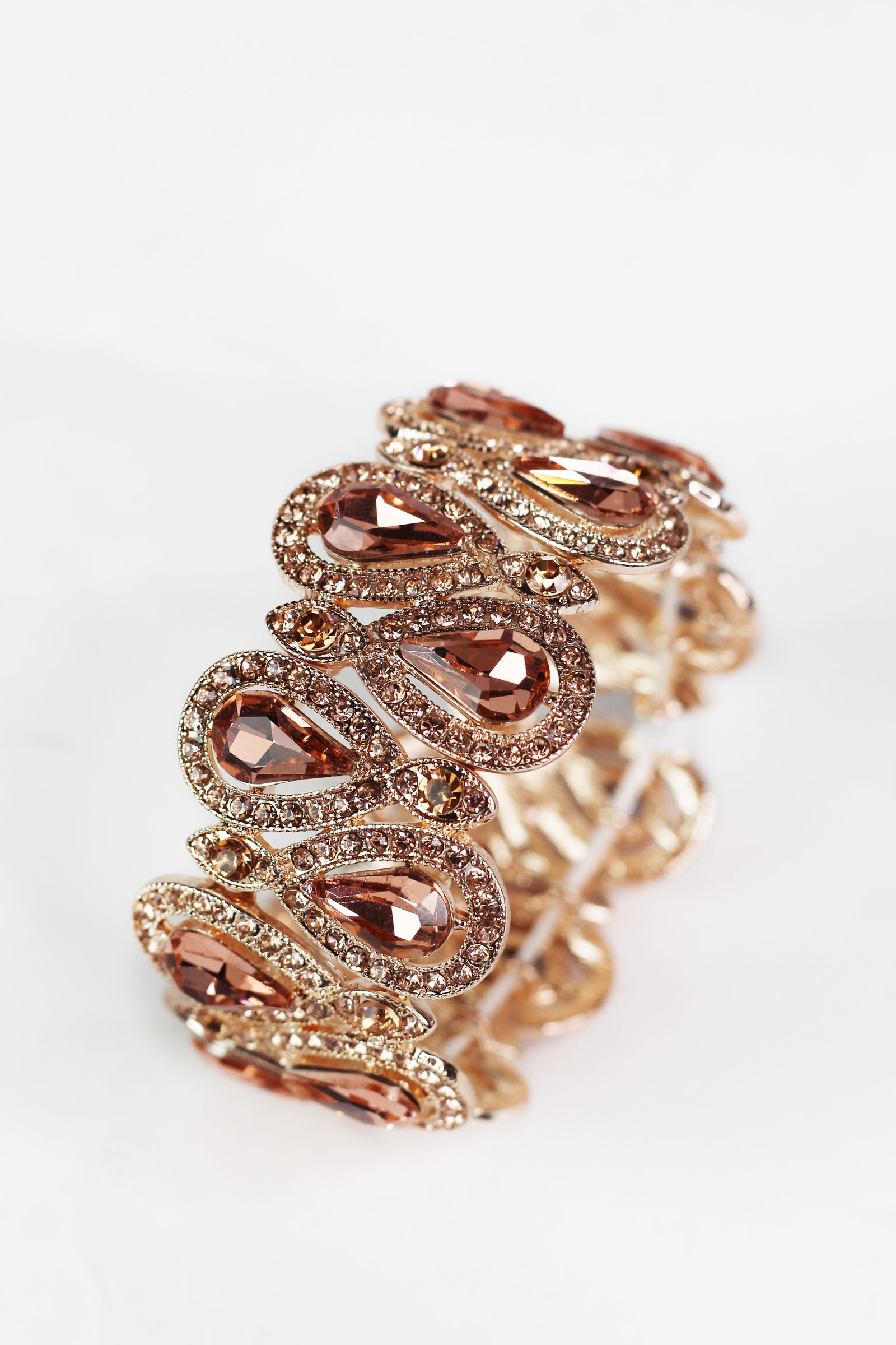 Pave Trimmed Double Teardrop Stretch Bracelet