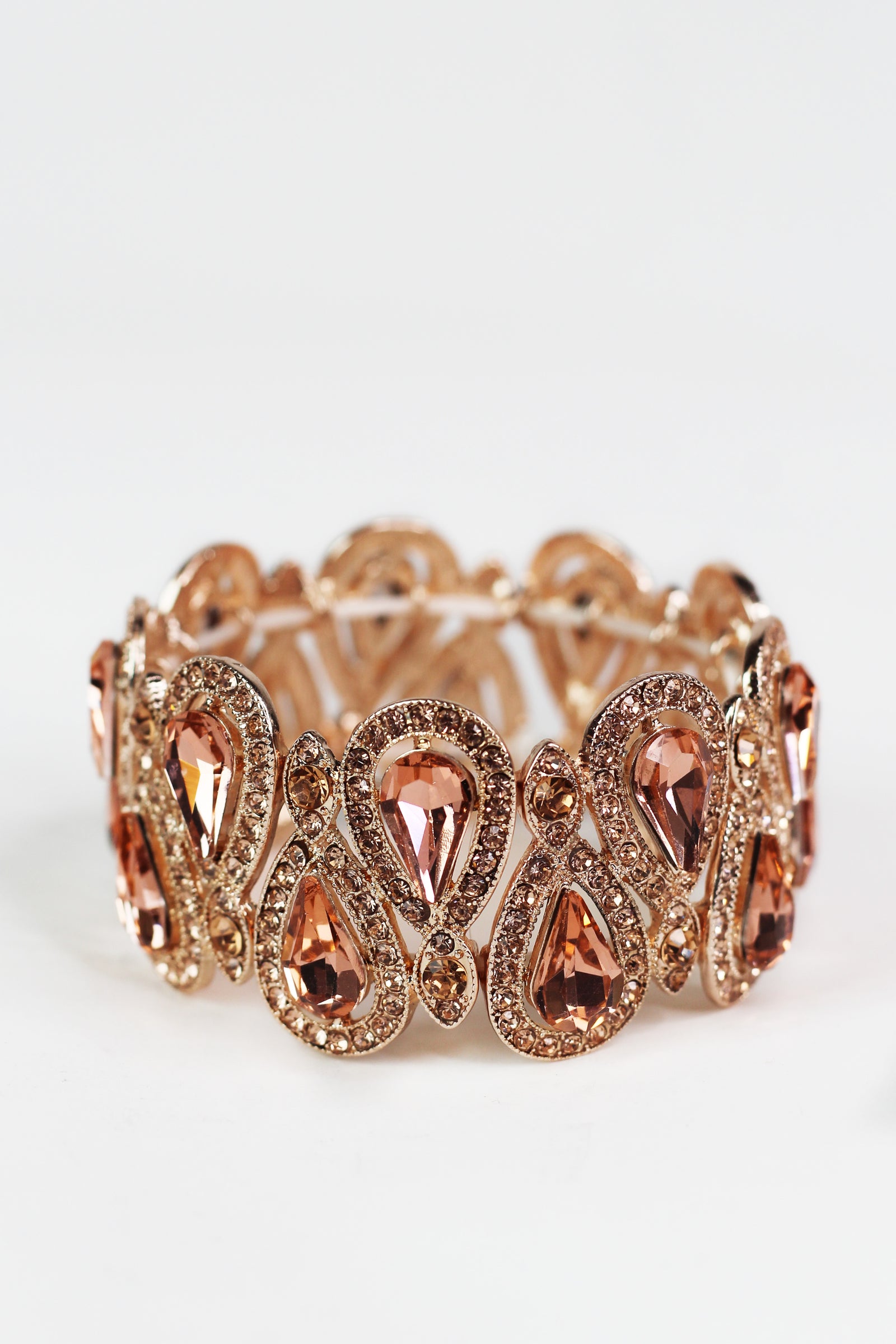 Pave Trimmed Double Teardrop Stretch Bracelet