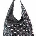 Metallic Shoulder Bag w/ Chunky Rhinestones & Studs