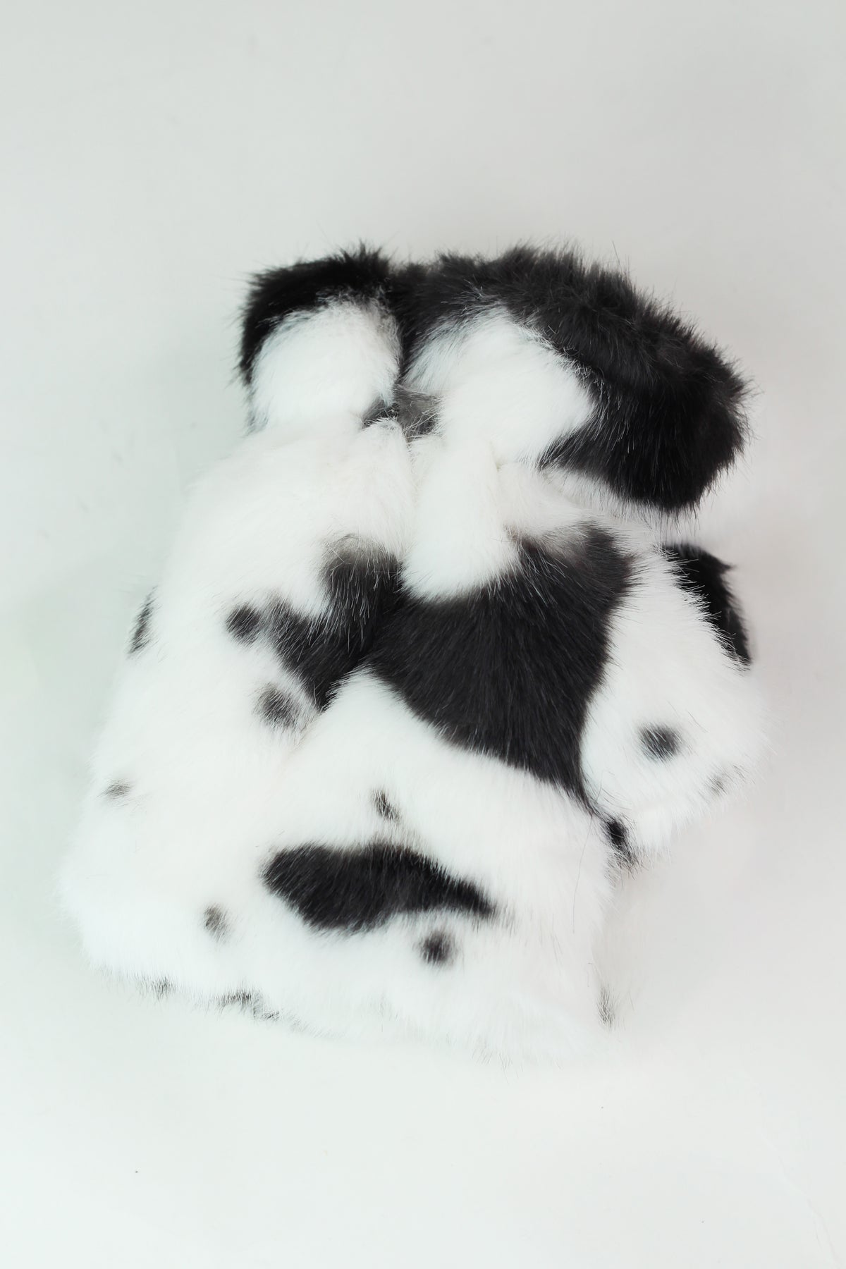 Cow Print Faux Fur Fingerless Gloves