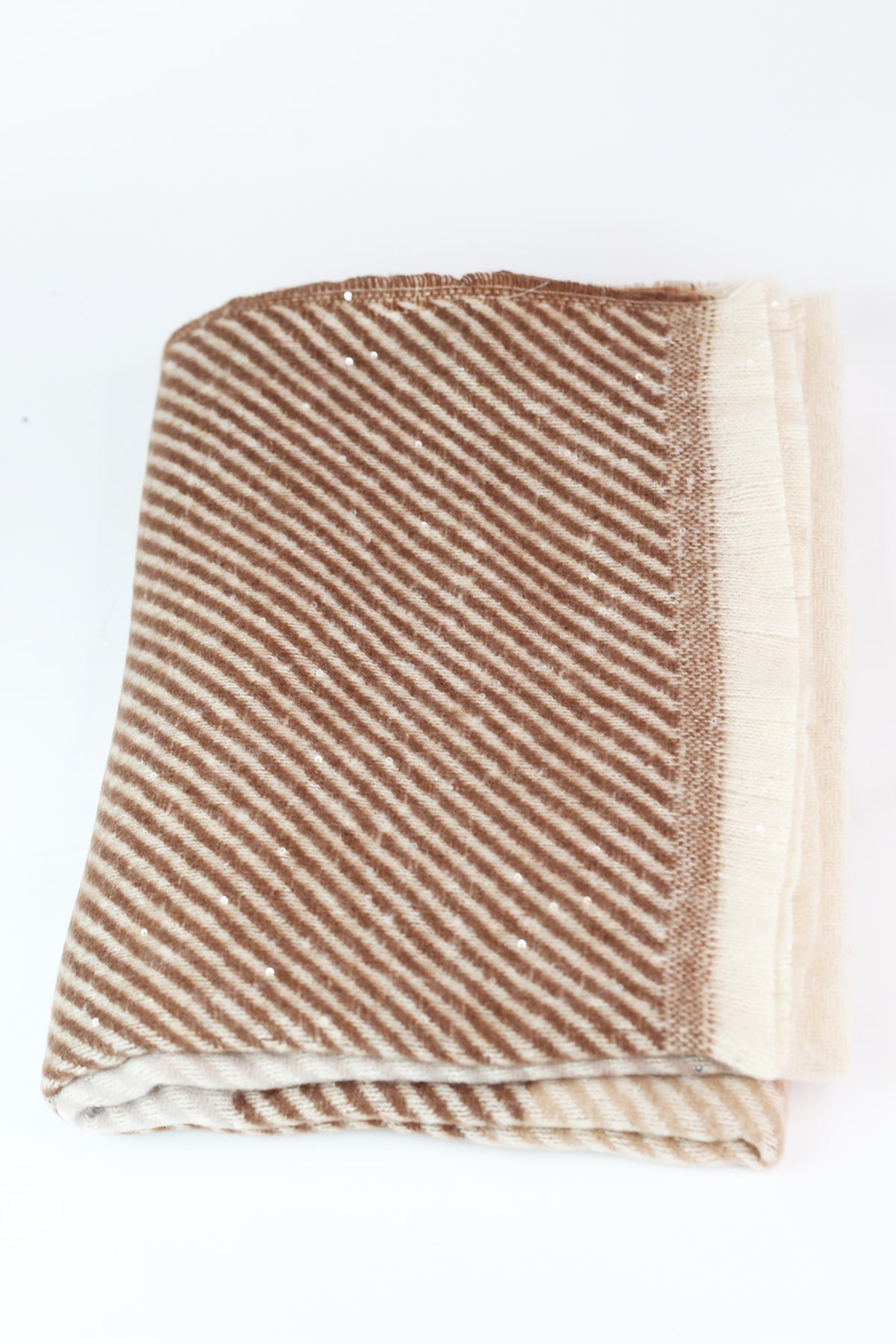 Soft Woven Colorblock Stripes &amp; Sequins Scarf