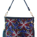 Multicolor Rhinestone Fireworks Purse w/ Side Tassels