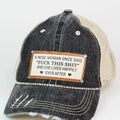 Photo & Quote Distressed Trucker Cap w/ Stone Accents