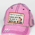 Photo & Quote Distressed Trucker Cap w/ Stone Accents