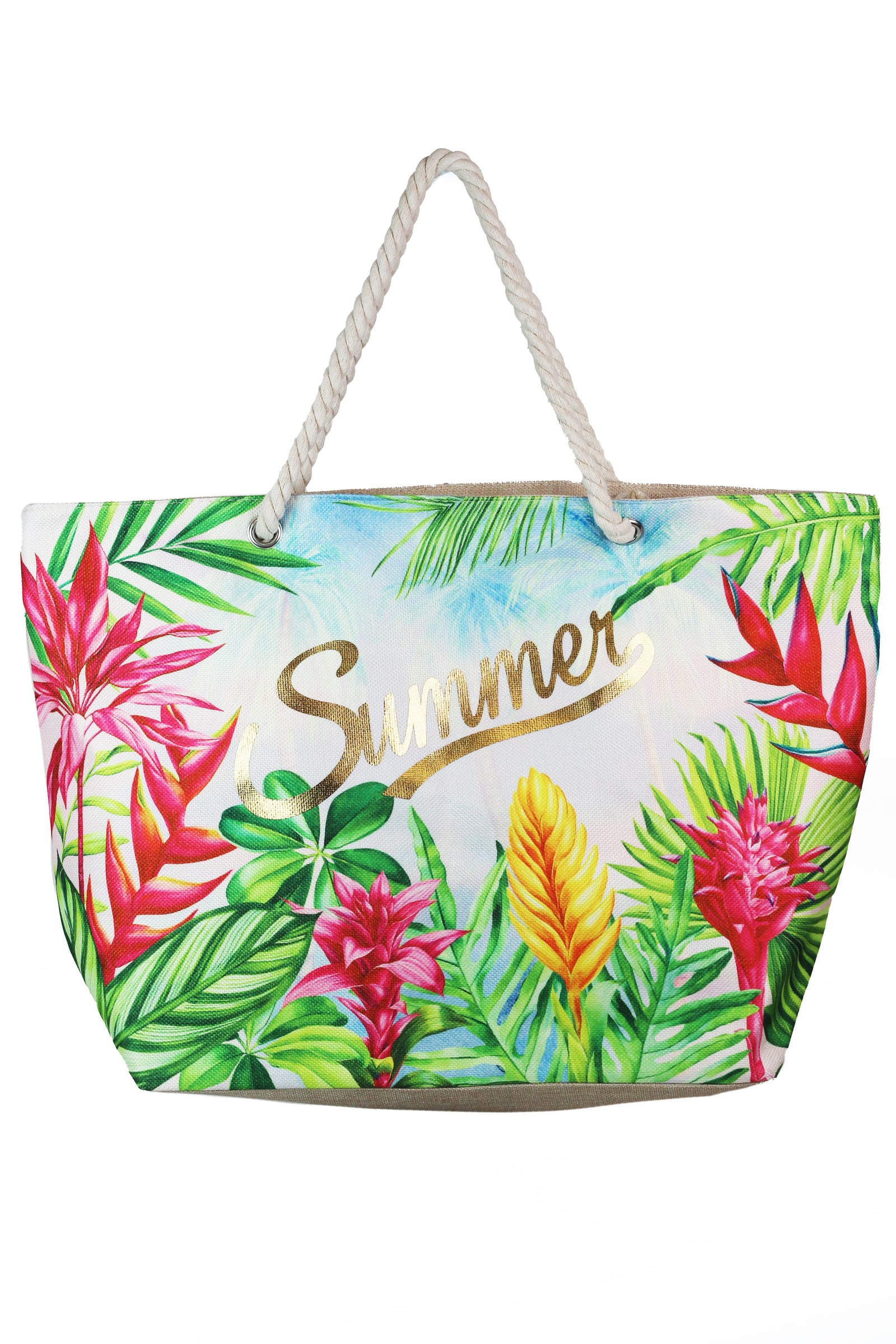 Large Tropical Print Summer Beach Tote