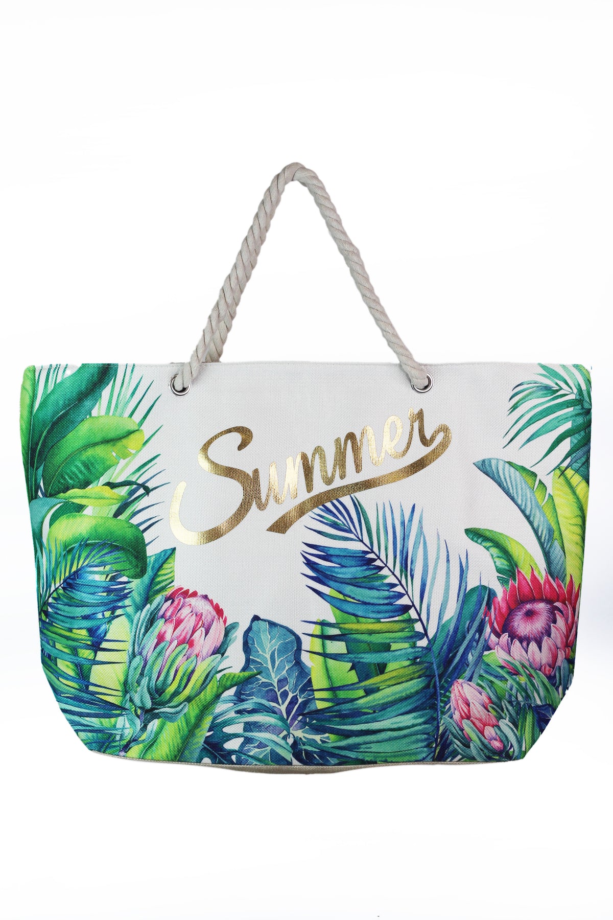 Large Tropical Print Summer Beach Tote