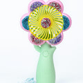 Handheld Flower Fan w/ Rhinestone Accents