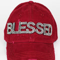 Distressed Rhinestone "BLESSED" Baseball Cap