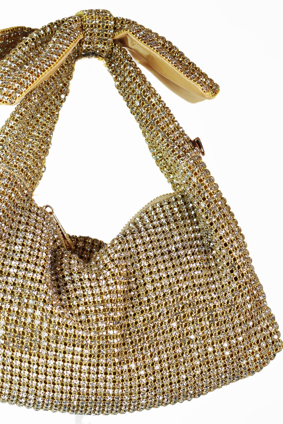 Rhinestone Handbag w/ Bow Top Handle