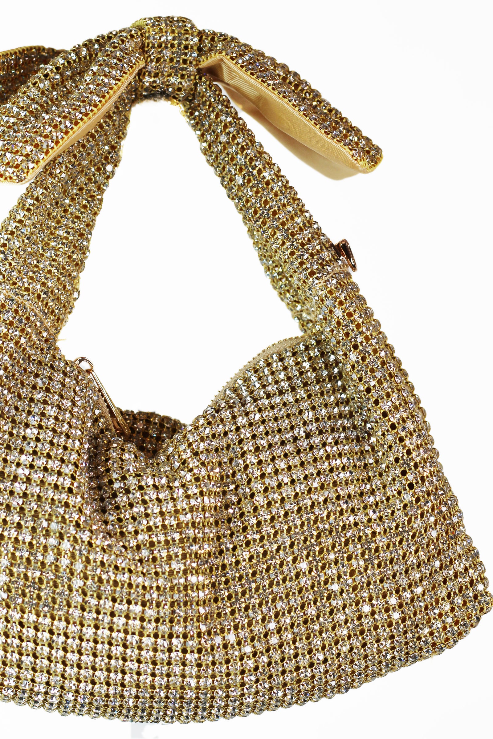 Rhinestone Handbag w/ Bow Top Handle