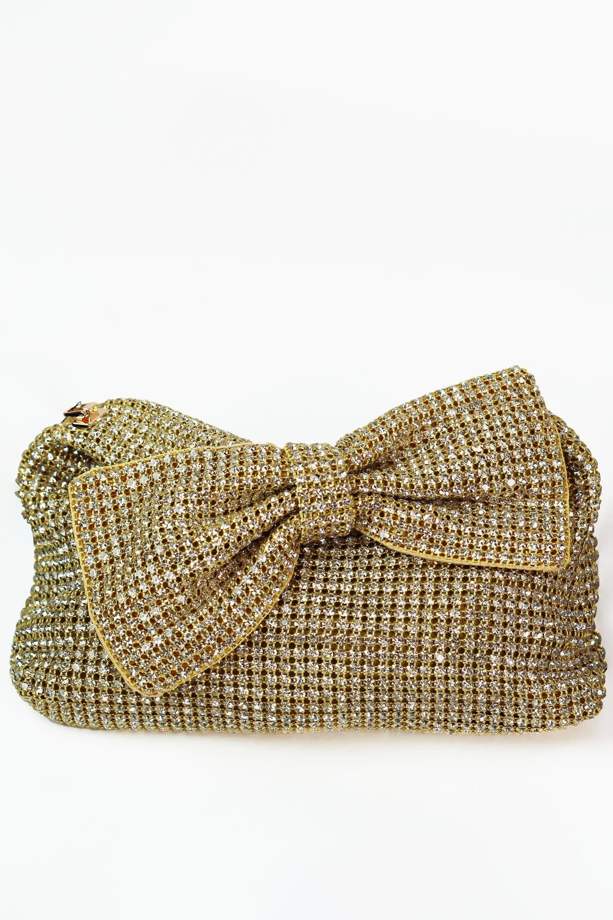 Rhinestone Handbag w/ Bow Top Handle