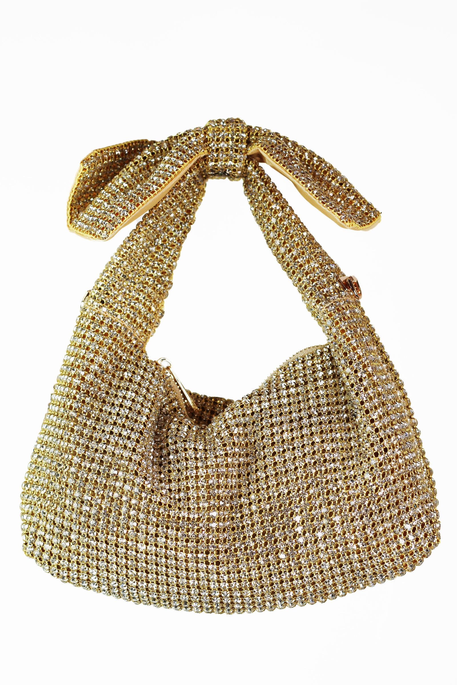 Rhinestone Handbag w/ Bow Top Handle