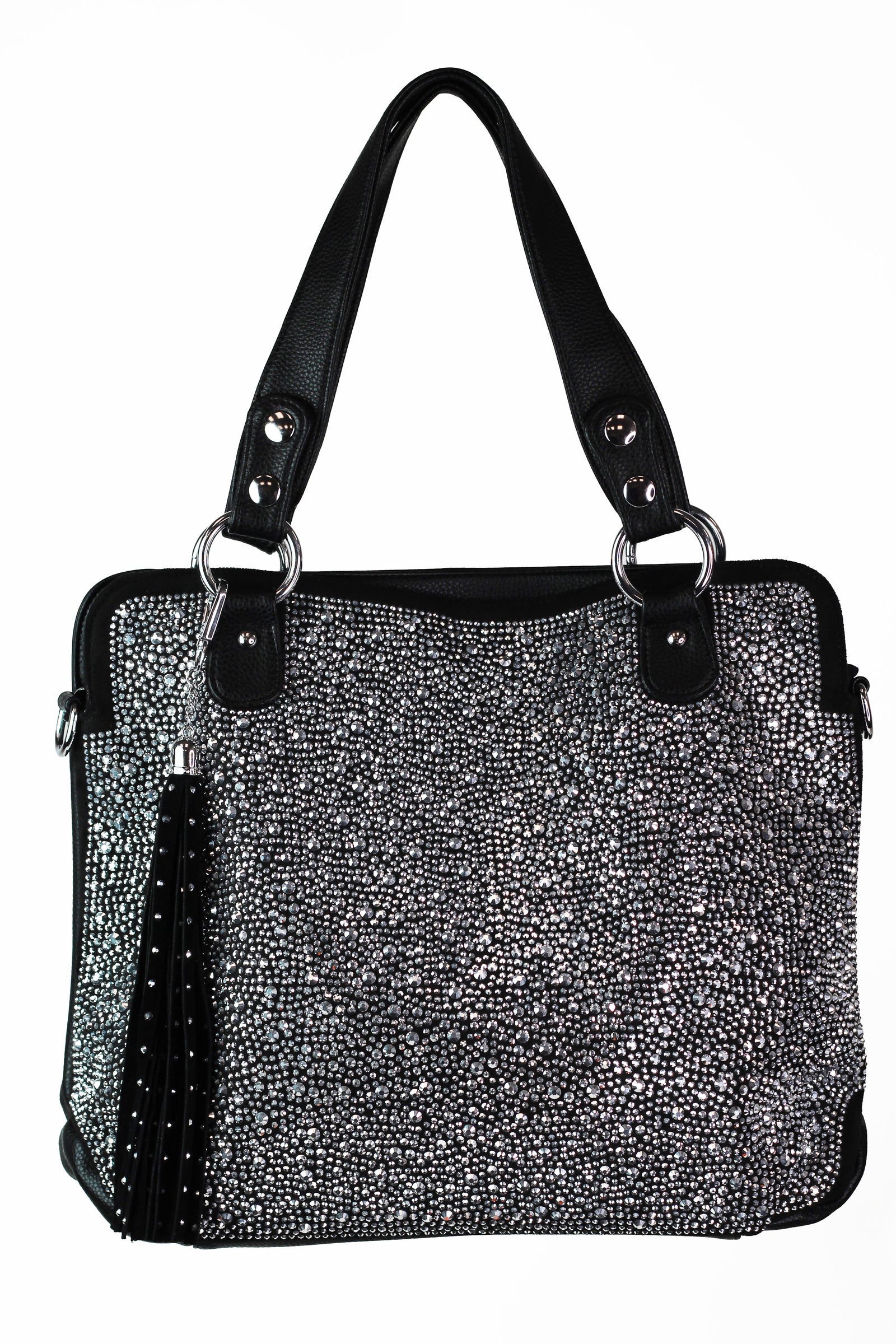 All Rhinestone Front Tassel Bag