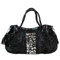 Faux Snakeskin Purse w/ Large Stone Accents & Side Tassels