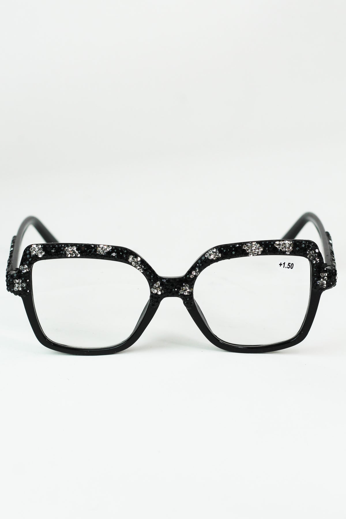 Half Rhinestone Large Frame Readers