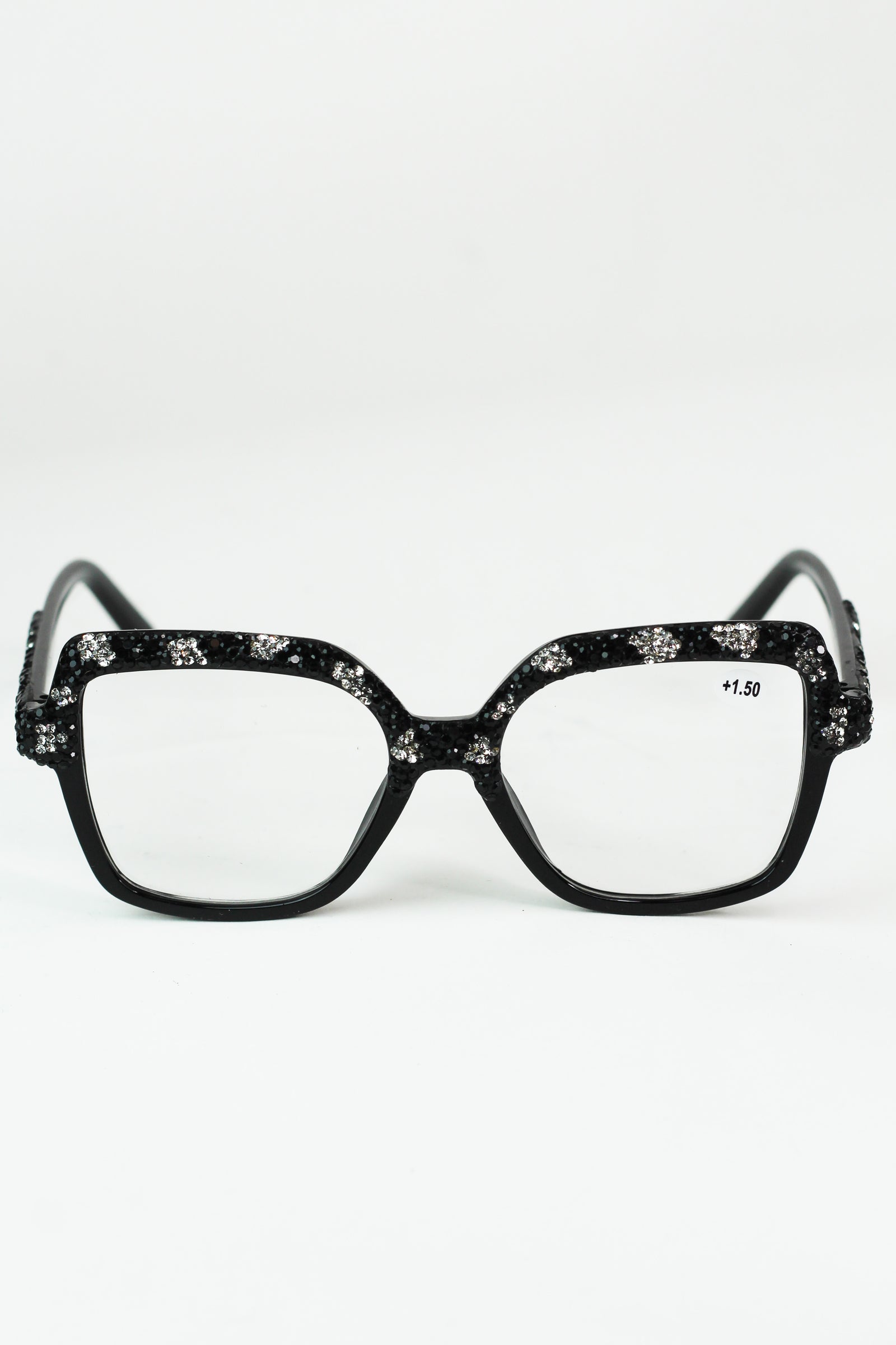 Half Rhinestone Large Frame Readers