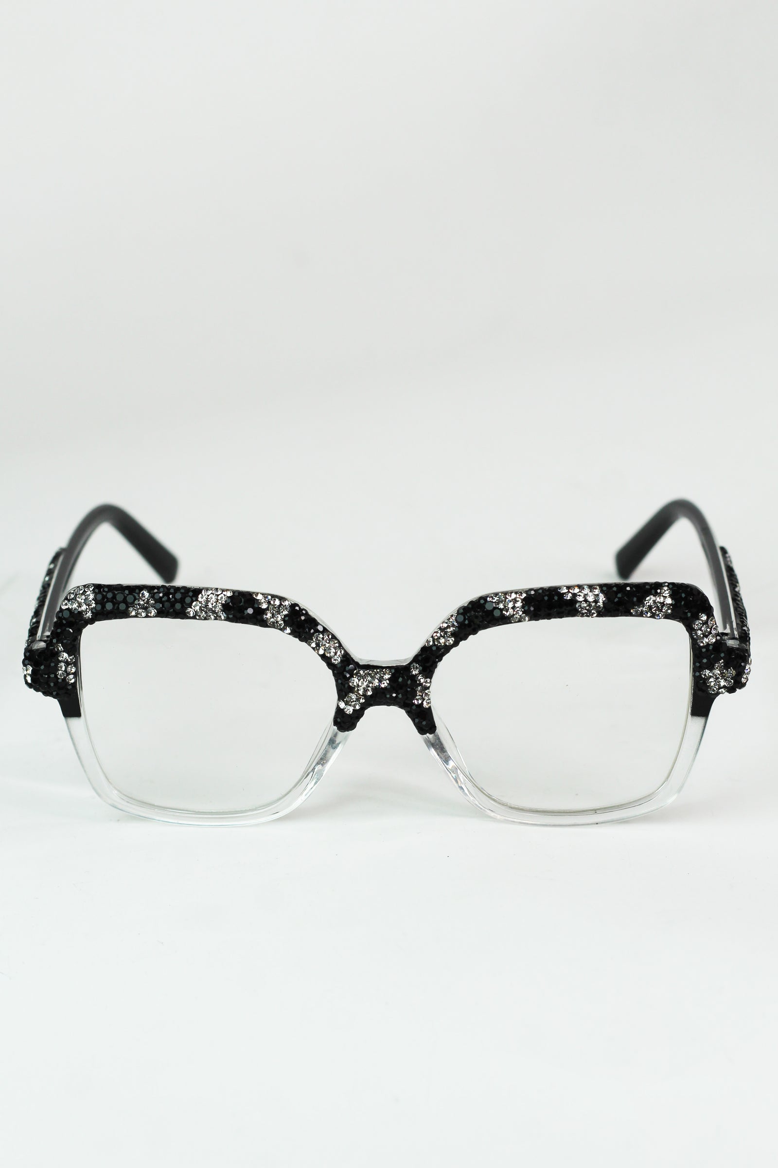 Half Rhinestone Large Frame Readers