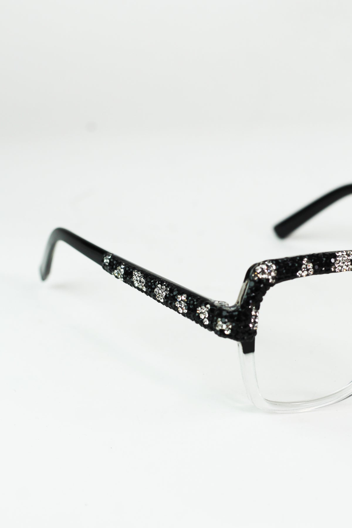 Half Rhinestone Large Frame Readers