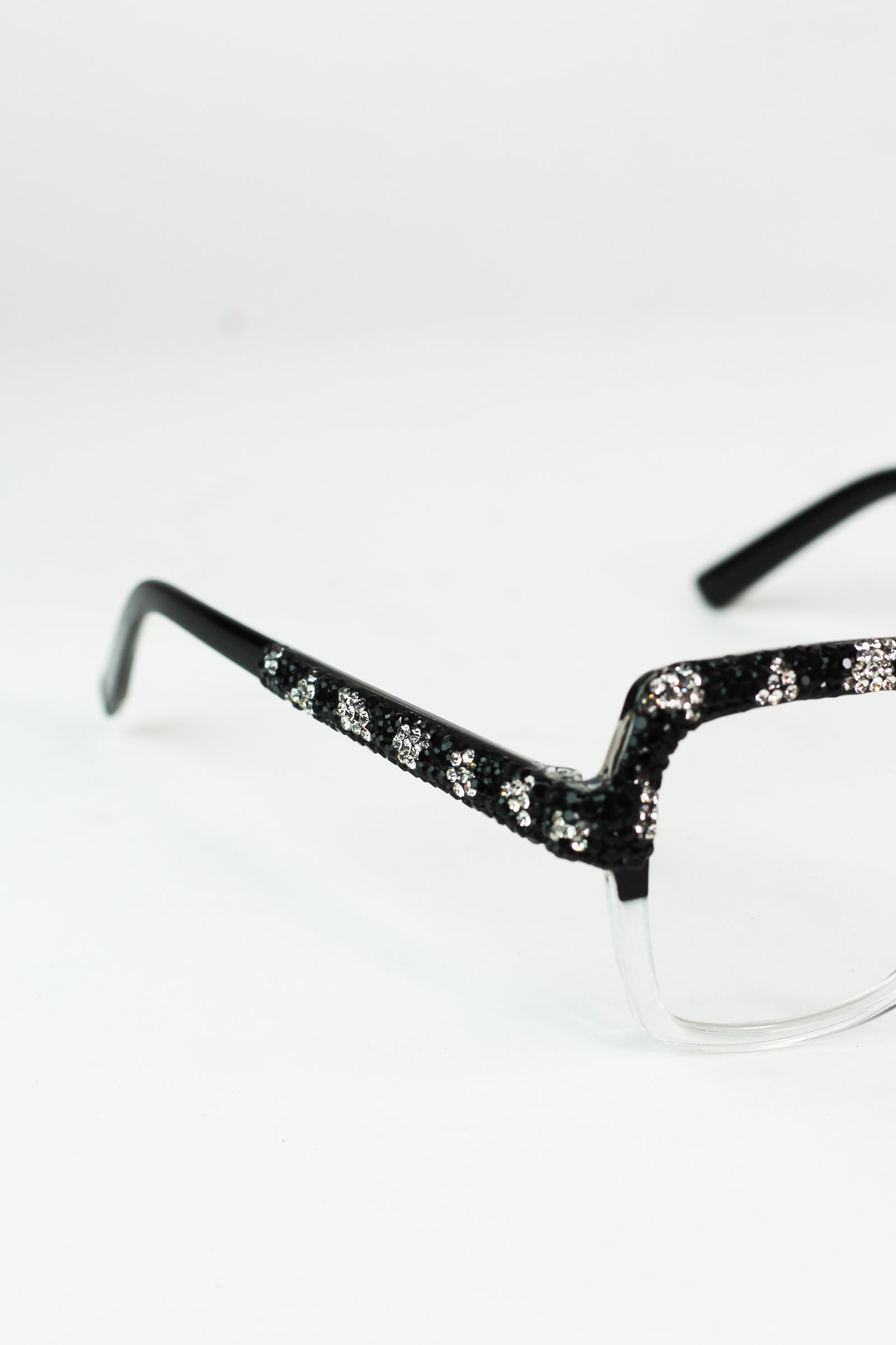 Half Rhinestone Large Frame Readers