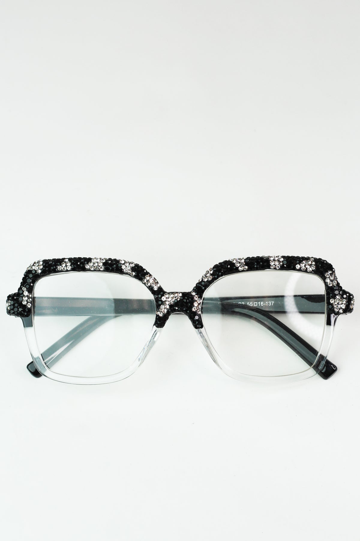 Half Rhinestone Large Frame Readers