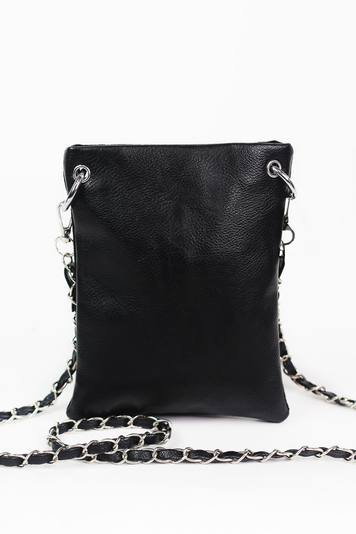 Wavy USA Flag & Scattered Stones Crossbody Pouch w/ Chain Strap