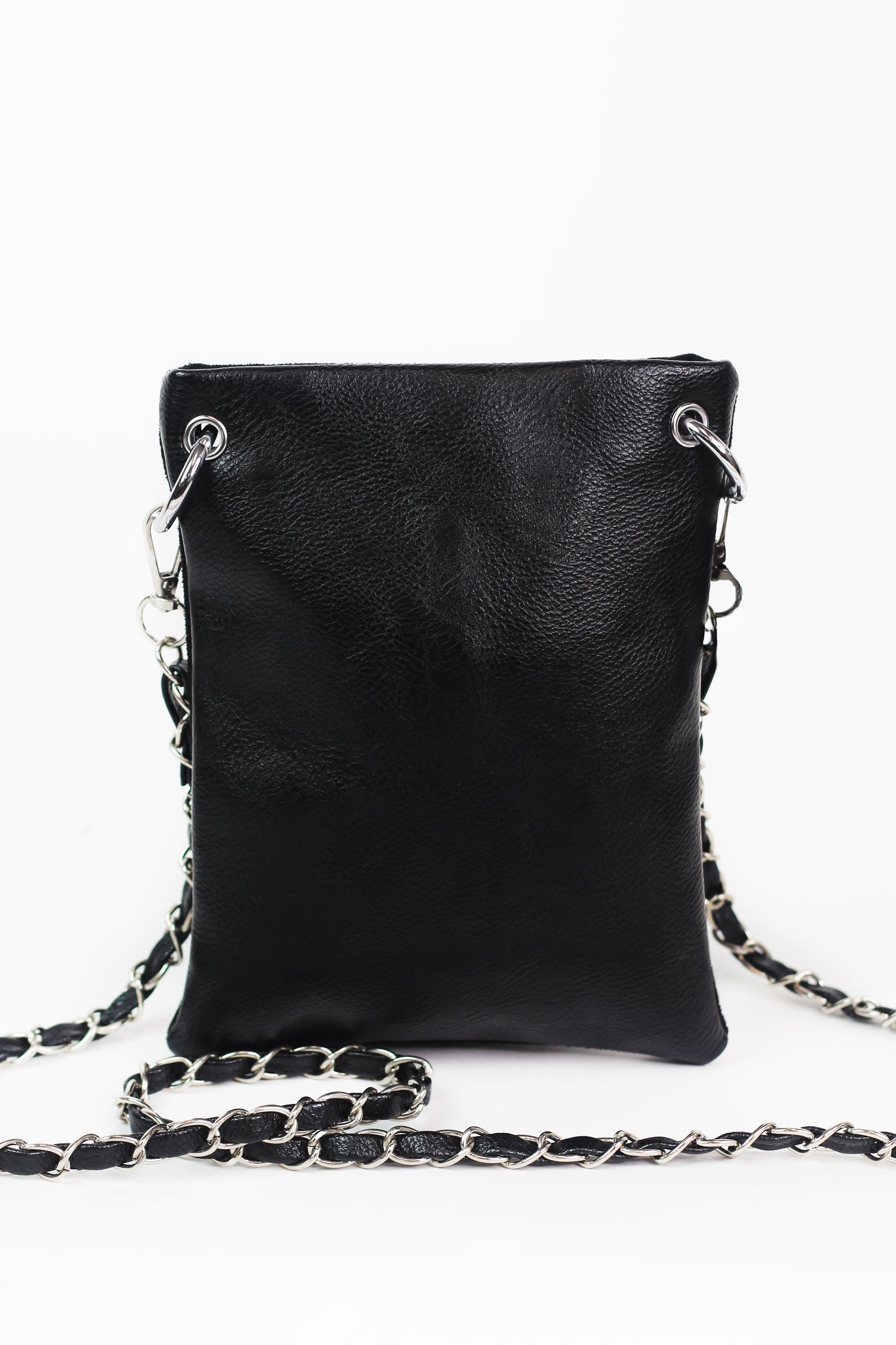Wavy USA Flag & Scattered Stones Crossbody Pouch w/ Chain Strap