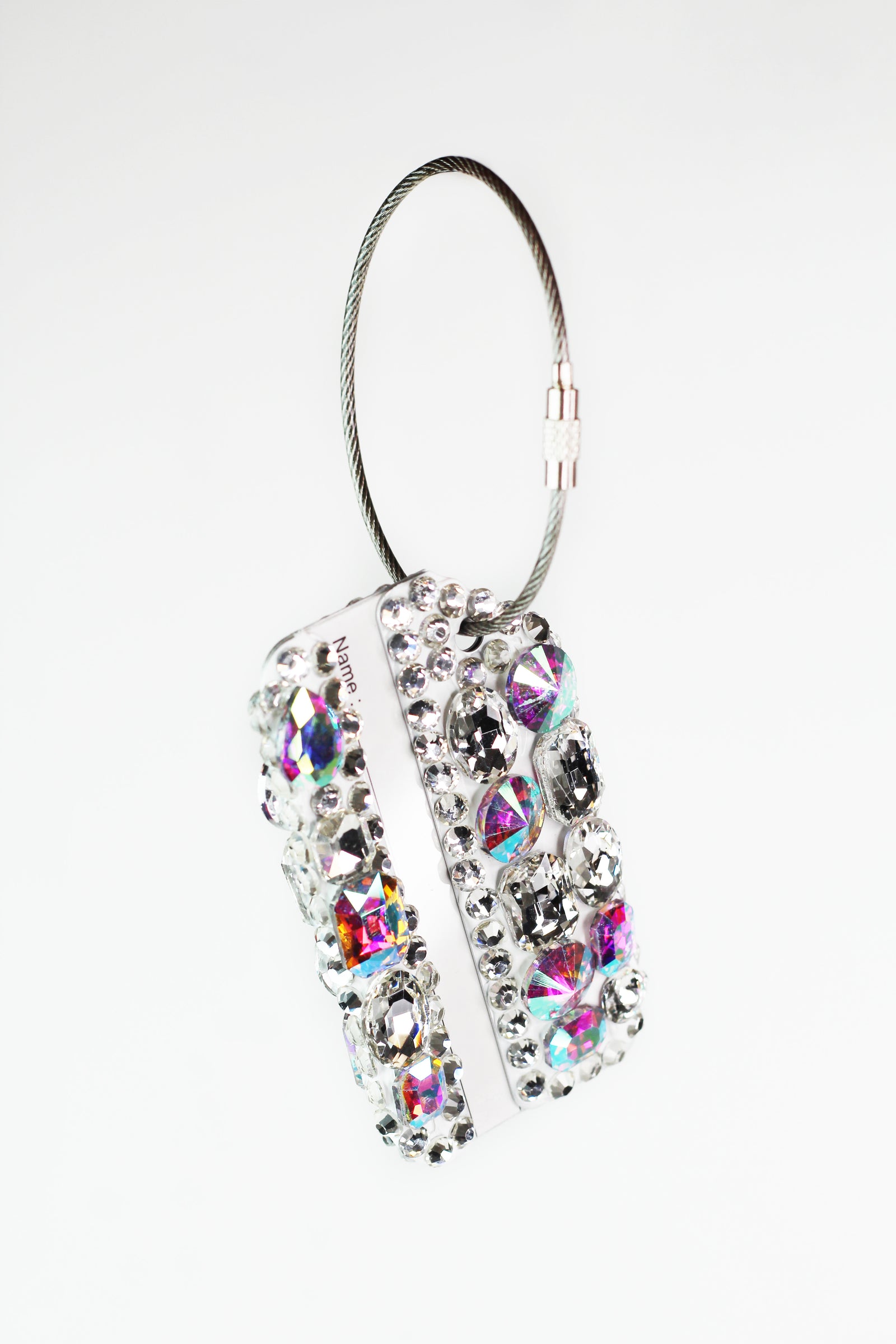 Chunky Rhinestone & Corded Wire Luggage Tag