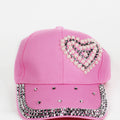 Stud & Pearl Trimmed Heart Baseball Cap