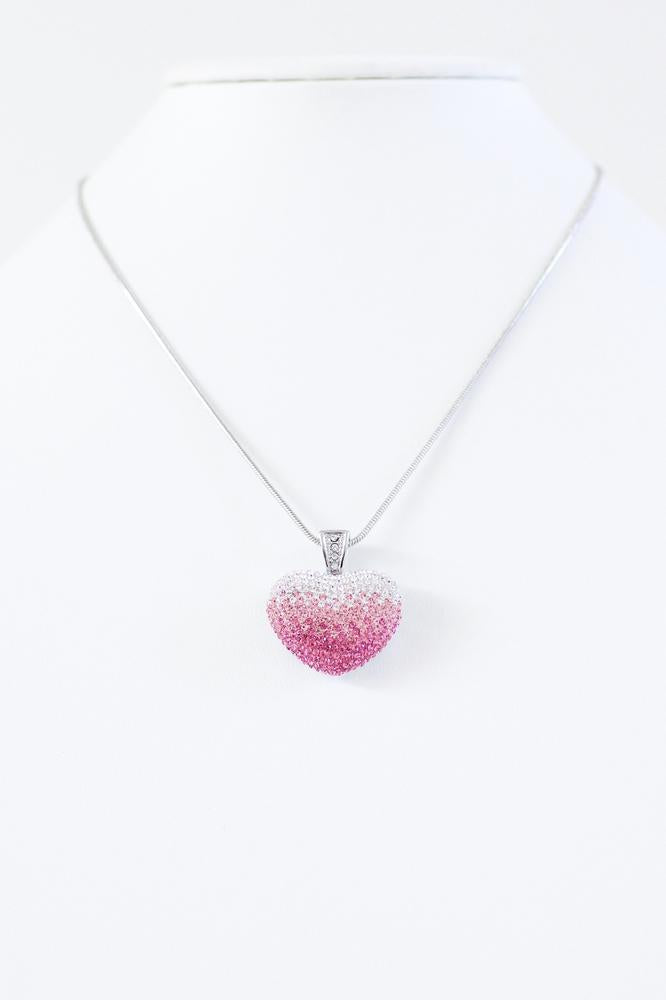 Faded Rhinestone Puff Heart Necklace - Glitz &amp; Ears Boutique