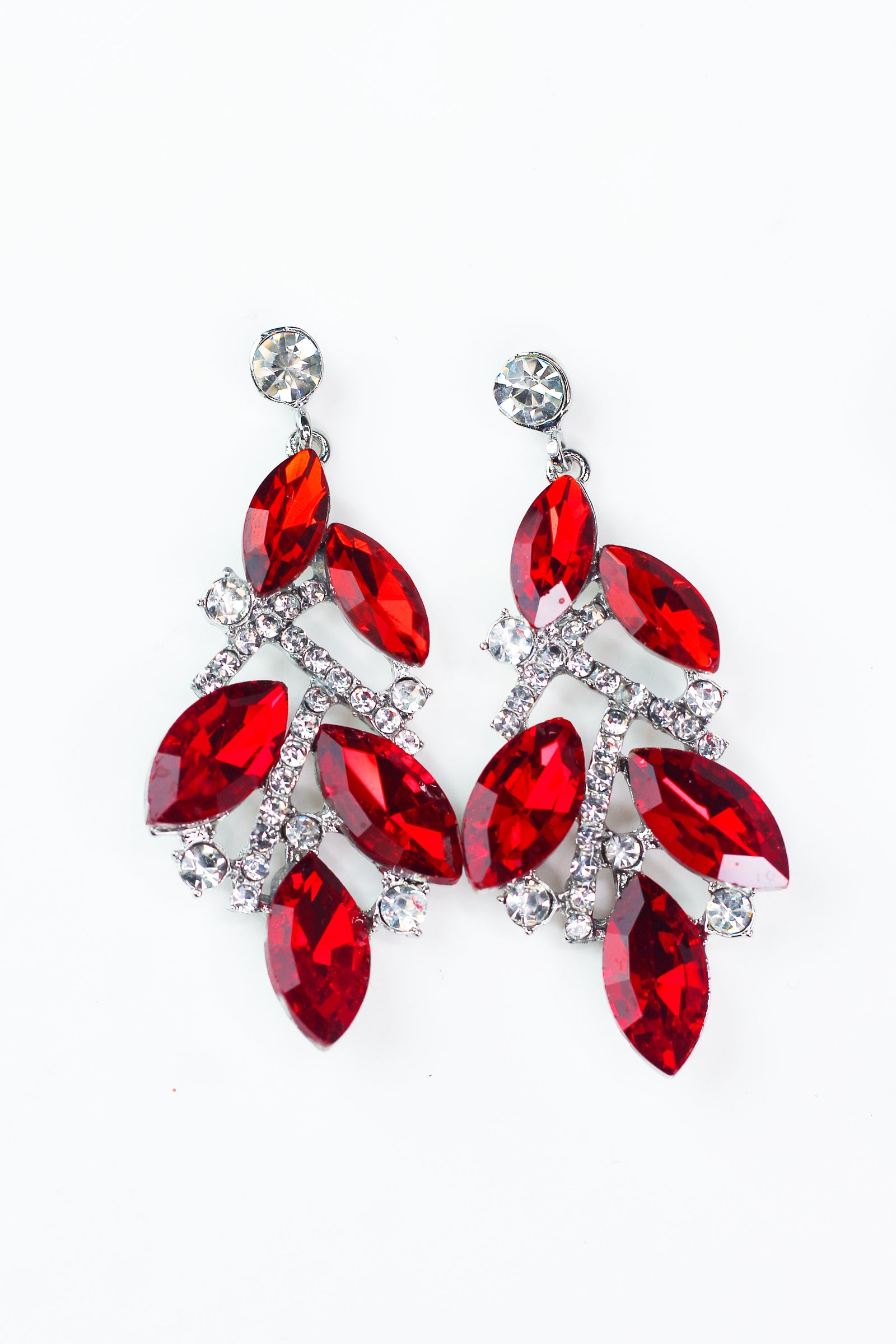 Scatter Almond Rhinestone Stagger Rows Earring