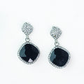 Medium Cushion Stone Rhinestone Trim Earring