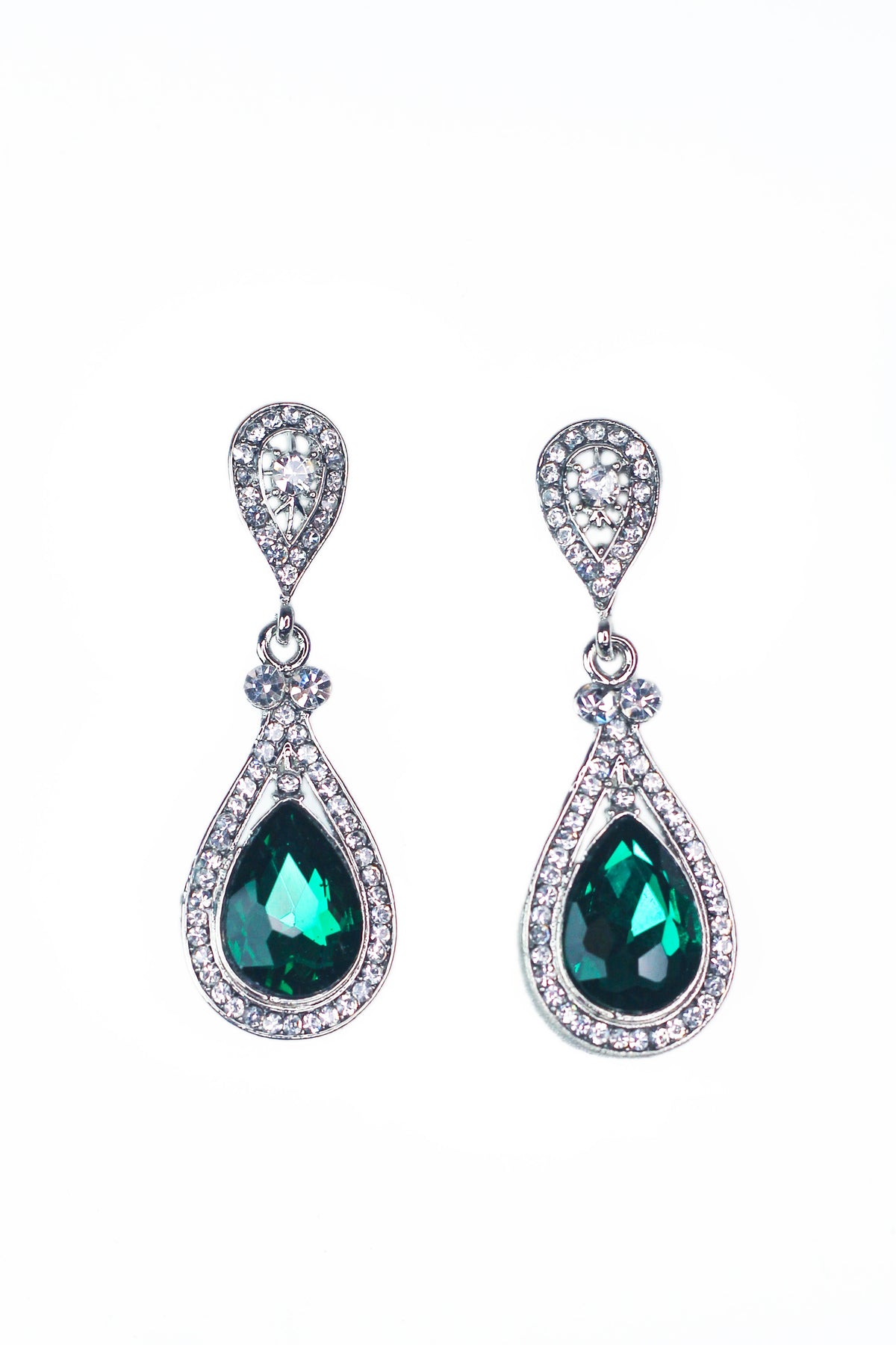 Structured Trim Teardrop Stone Middle Earring
