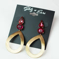 Teardrop & Emerald Stone and Metal Teardrop Earrings