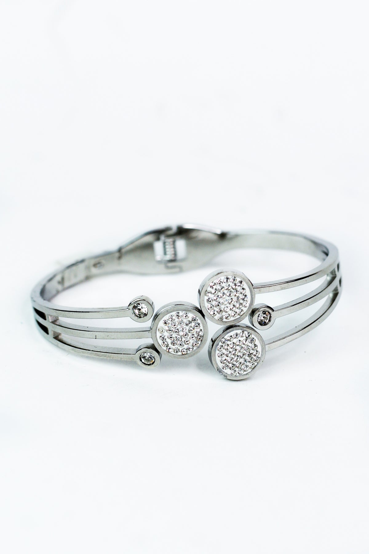 Three Filled Circle Metal Bangle