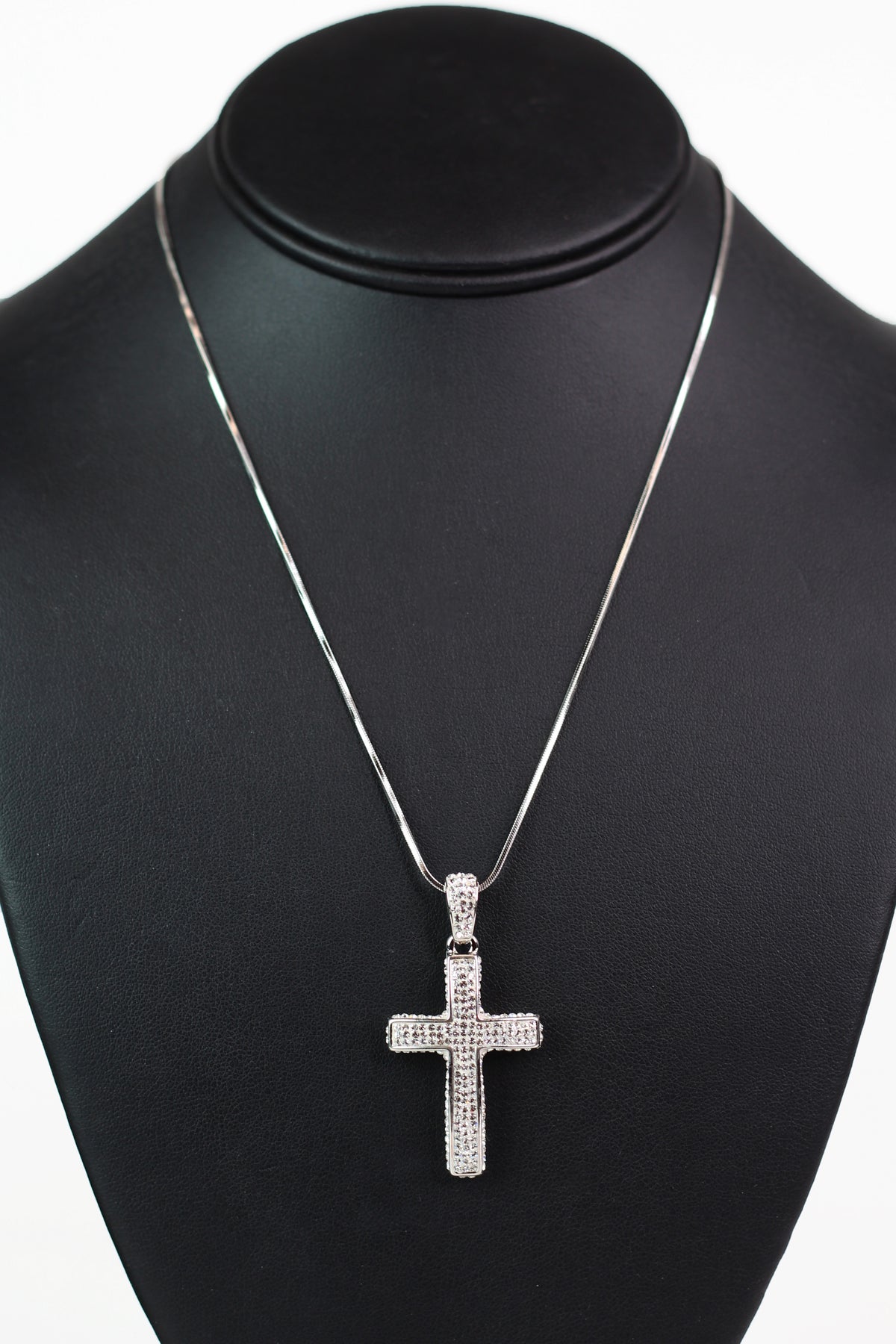 All Pave Top &amp; Sides Cross Necklace