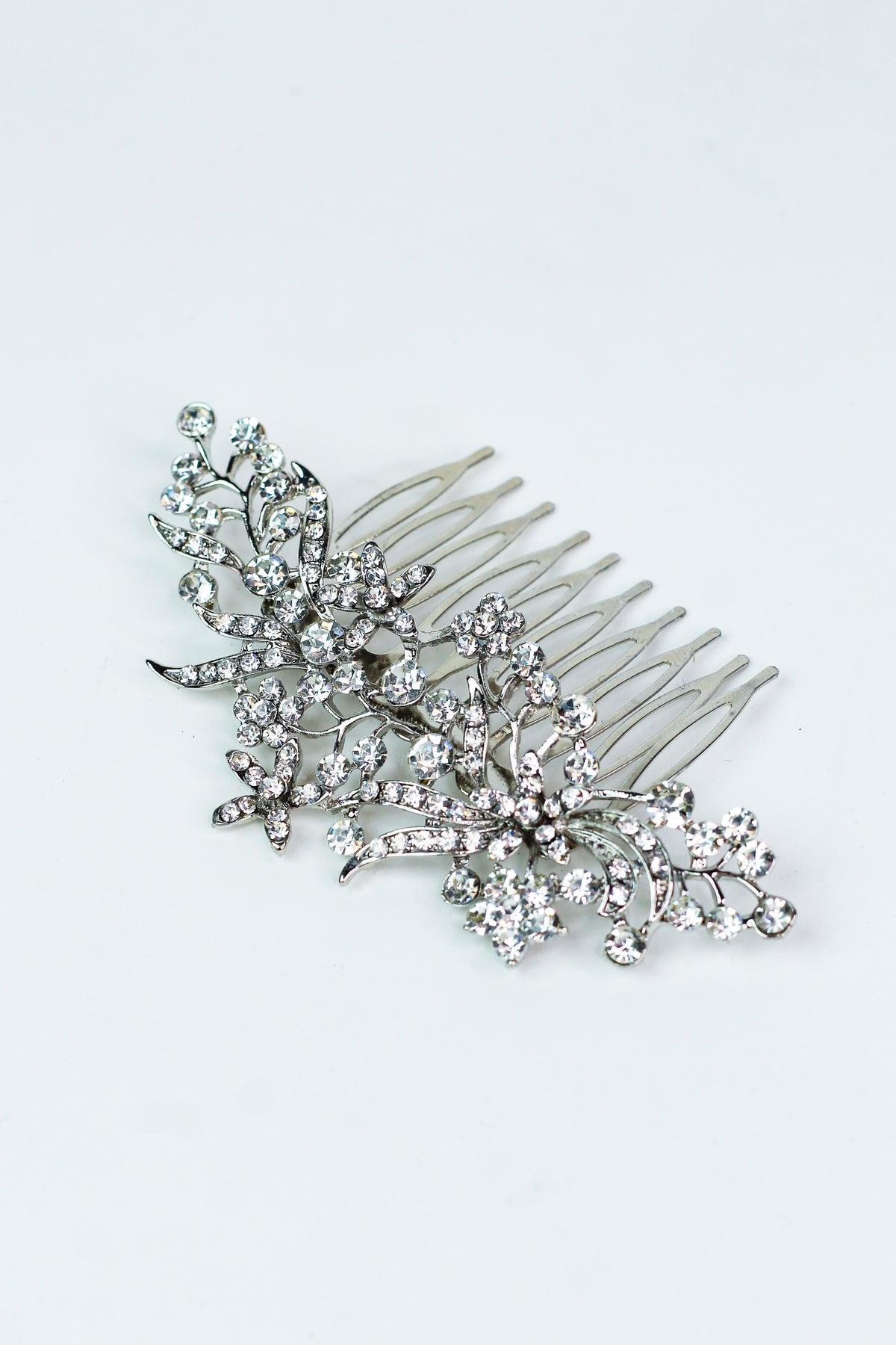 Floral Rhinestone Design Hair Comb - Glitz &amp; Ears Boutique